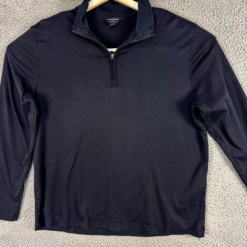 Banana Republic Sweater Mens XL Black 1/4 Zip Luxe Touch Performance Outdoor Run